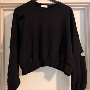 Oak + Fort distressed cropped sweater